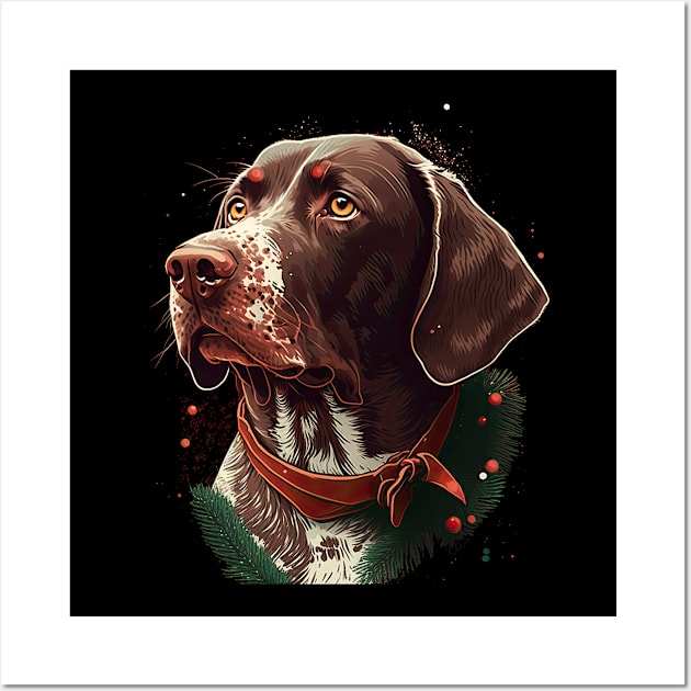 Pointer dog christmas Wall Art by JayD World